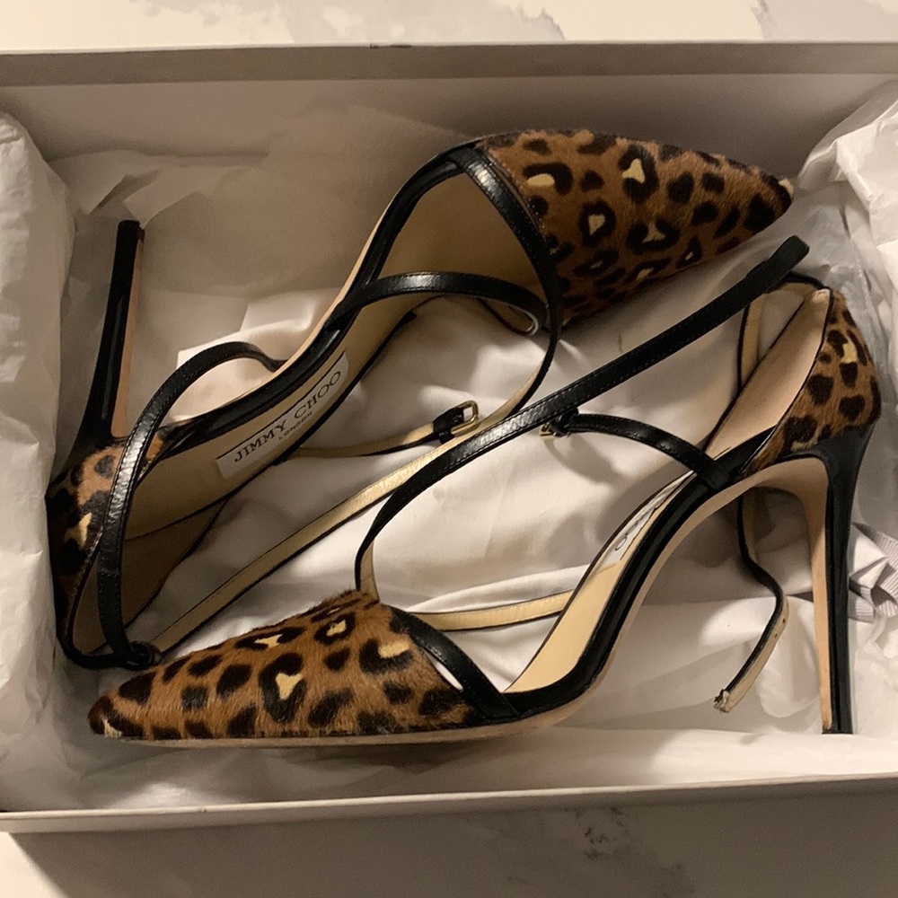 Jimmy choo leopard print pony/calf heels